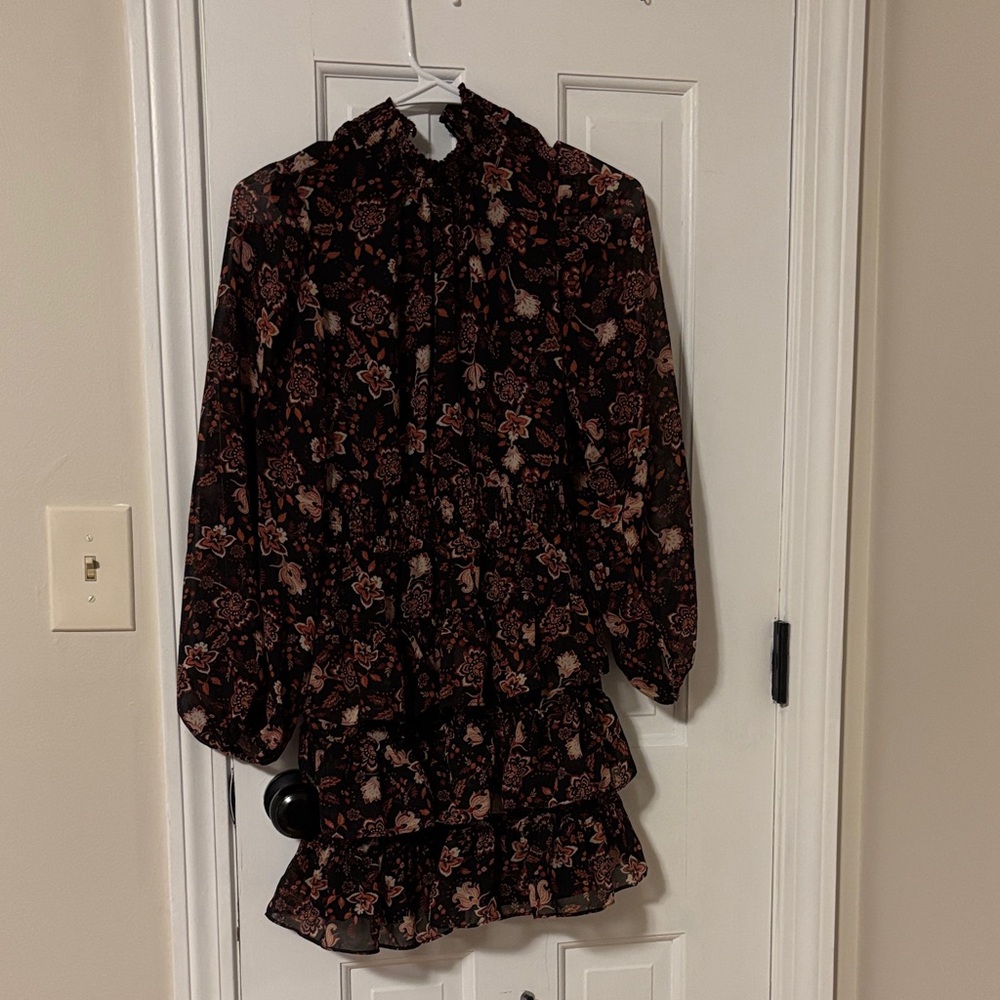 Express Floral Mini Dress - Black and Pink